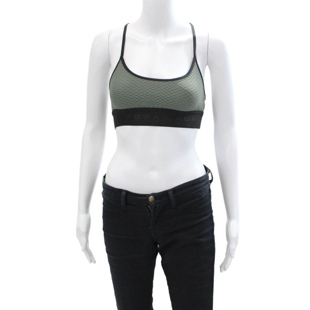 Koral Womens Activewear Racerback Stretch Unlined Sports Bra Green Size XS